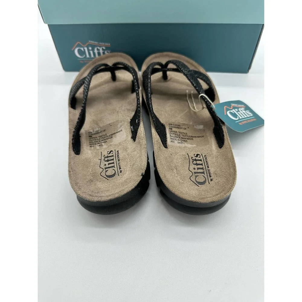 Cliffs by White Mountain Women's Best of Flat Sandals Women's Shoes, Black Sz 6